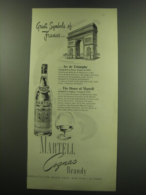 1949 Martell Cognac Ad - Great Symbols of France ..Arc de Triomphe