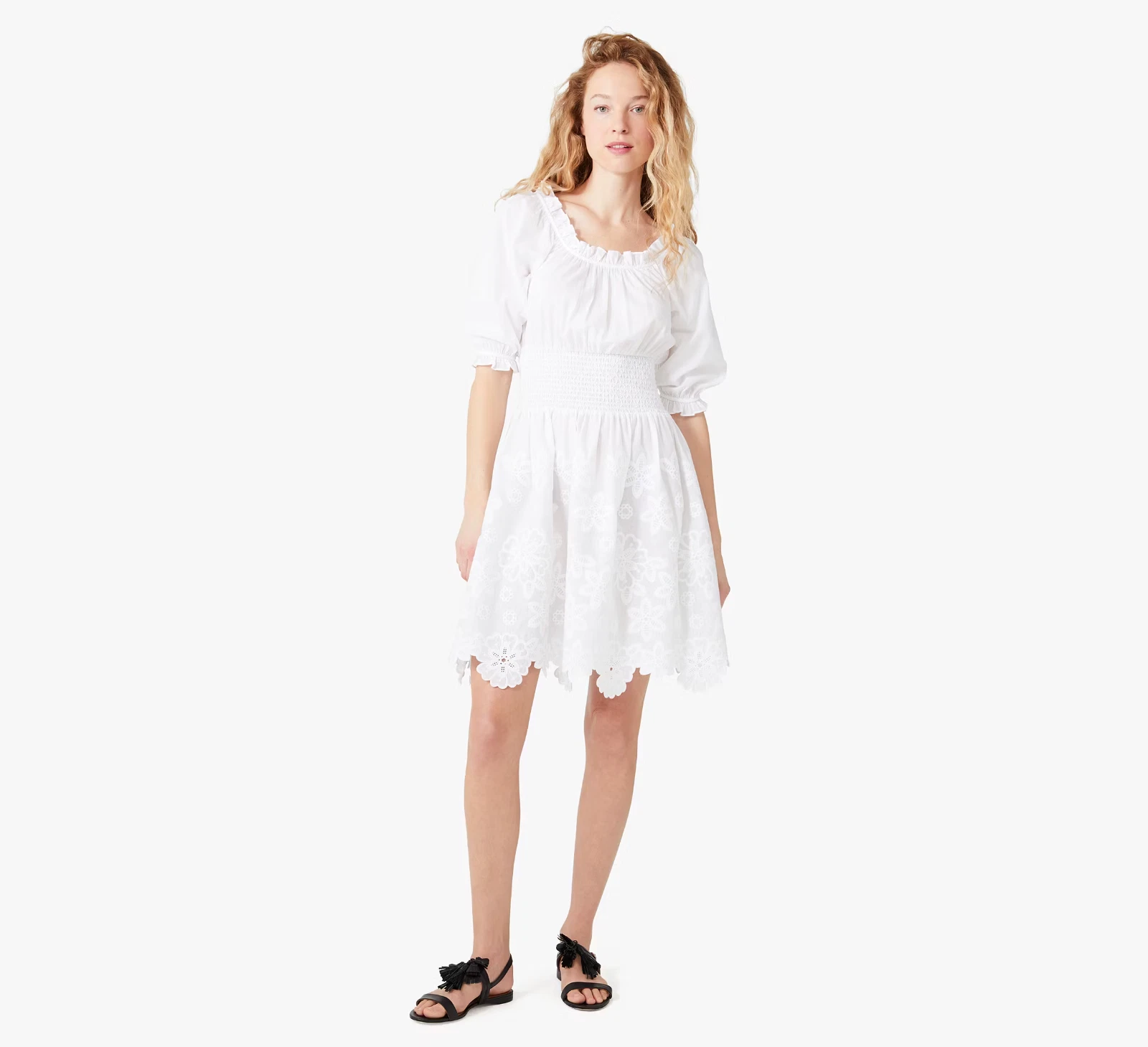 Abito a maniche corte boho bianco Kate Spade inglese a maniche corte taglia M