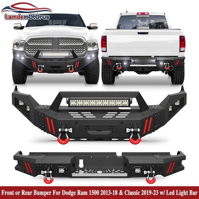 Front /Rear Bumper For 19-24 Dodge Ram 1500 Classic w/D-ring&Sensor Holes &Light