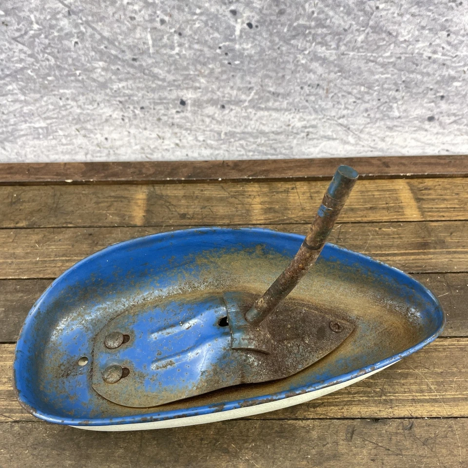 Tija de sillín de triciclo Troxel de colección bandeja de sillín de metal años 50 60 azul blanco Foto 4 de 4