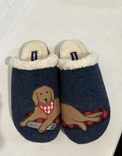 Lands End Lab Retriever Dog Slippers Womens Sz 7 B Slip On Felt Sherpa Clogs