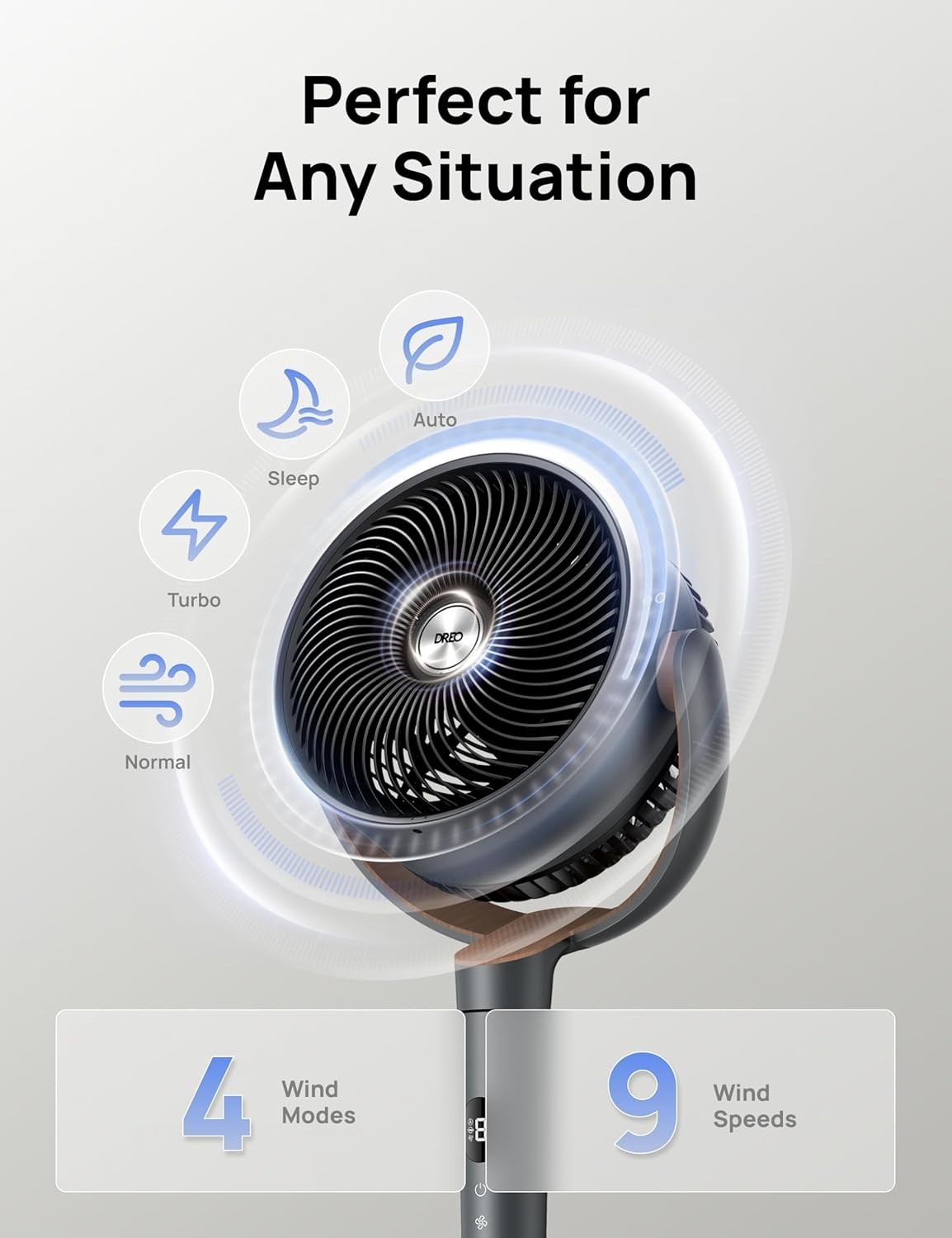 120° Oscillating Floor Fan with DC Motor, Remote Control