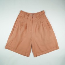Vintage 90er Damen hohe Taille Shorts orange Retro weite Bundfalte Hose Medium 12 10