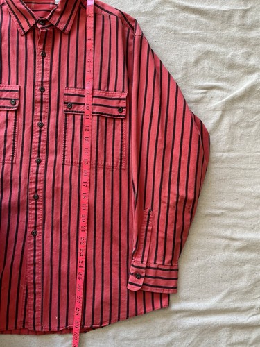 Vintage Red And Black Striped Button Up Shirt Size Large - Picture 3 of 10