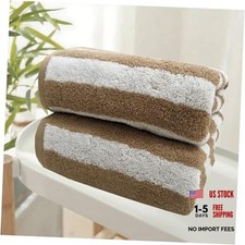 Strip Hand Towels 100 Cotton Face Towels Set of 2 Soft 2 pieces Brown