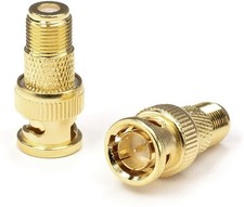 RF Coaxial Adapter, Converter - F-Type Female to BNC Male Connector - 25 Pk Gold