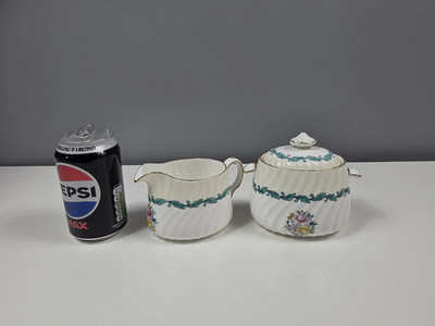 Minton Bone China Zuckerdose mit Deckel und Milchkännchen - ARDMORE Muster - GC