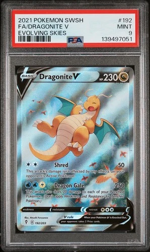 ✨ Evolving Skies ✨ Dragonite V 192/203 PSA 9 Sword & Shield Alternate Art