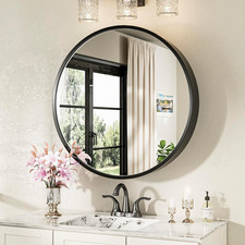 24 X 24 in round Medicine Cabinets for Bathroom, Black Mirror Surface Mount Medi