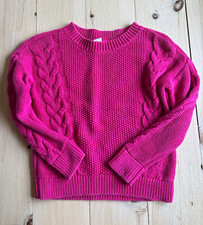 GAP Kids Girls Pink Cable Knit Crewneck Long Sleeve Pullover Sweater 6-7Y