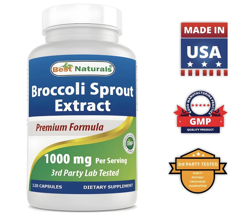 Экстракт ростков брокколи широкого спектра действия 1000 мг, 120 капсул без ГМО для здоровья. - Изображение 3 из 4