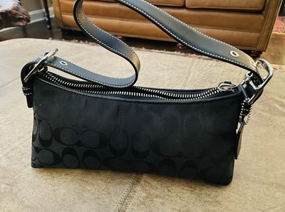 Vintage Black Coach Hamptons Signature East West Demi