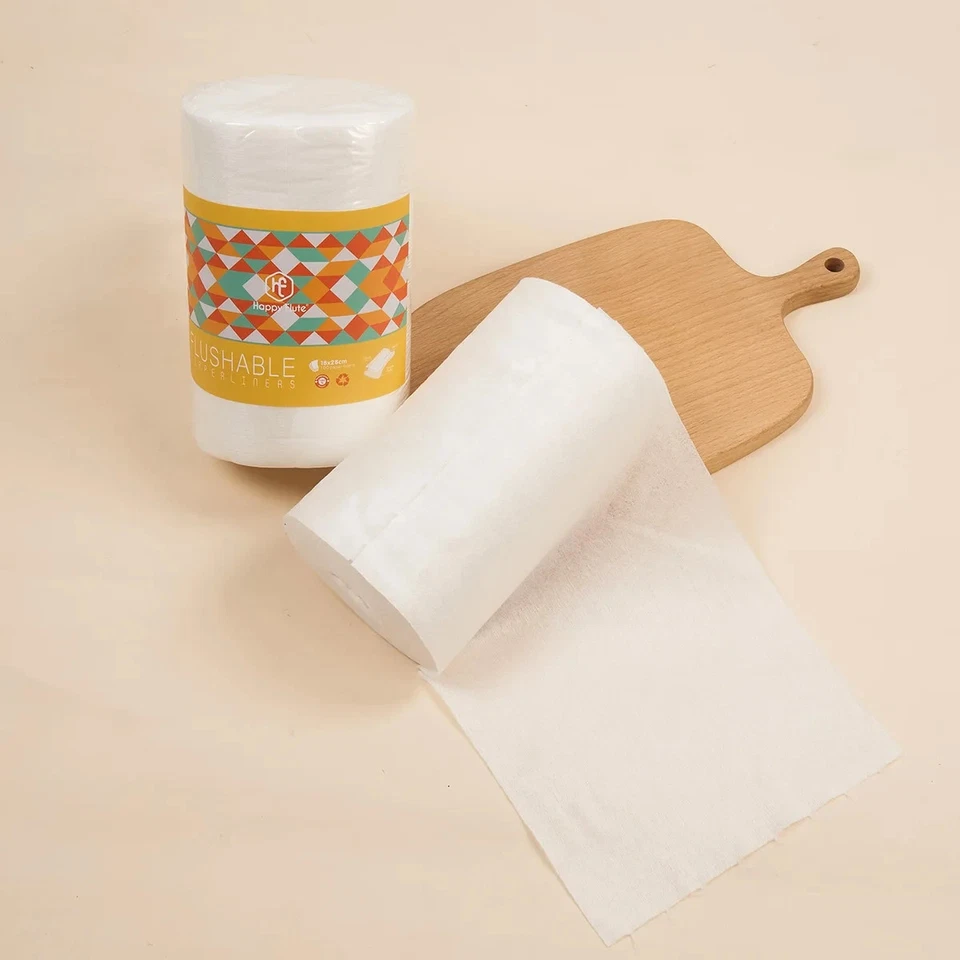 Large Roll Bamboo Fabric Baby Wipes Flushable Nappy & Cloth Diaper Liners 100pcs - Image 4 of 4