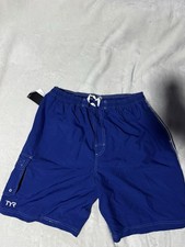 NWT Mens TYR Blue Solid Print Size XXL Challenger Board Shorts 40