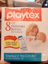 Vintage 1990s Playtex Disposable Bottles Pre-Sterilized 8 FL OZ Box of 80 New