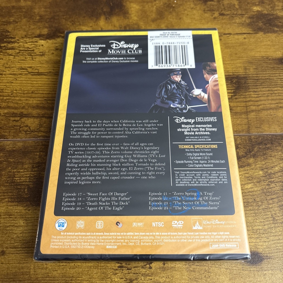 EXPV　3 DVD Zorro - Season 1 - Volume 3 (DVD, Exclusive Disney DVD Club