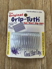 the Original Grip-Tuth Hair Combs Set of 2 Clear Crystal #414 - 2 3/4" Vintage