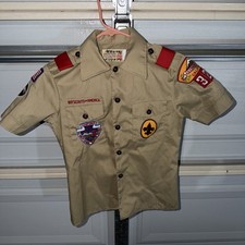 Vintage Boy Scouts of America Uniform Shirt Mens Youth Small Short Sleeve