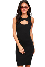 Lulus Zadie Black Cutout Sweater Dress Small Bodycon Ribbed Knit Mini Date Night