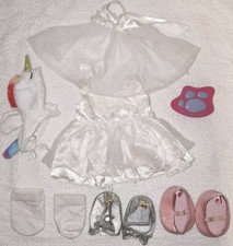 Build A Bear Wedding Dress Outfit  Extra Shoes Hair Brush Unicorn and Socks