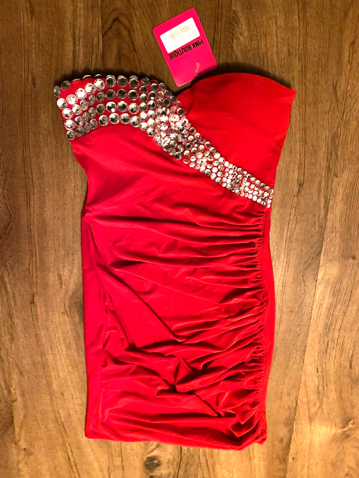 NWT Red with Rhinestone Strapless Mini Holiday Christmas Dress - Size 4