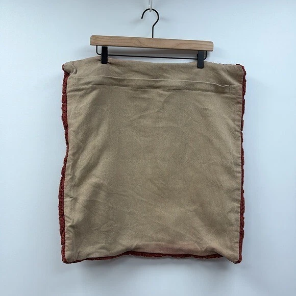 Pottery Barn Textured Floral Woven Pillow Cover Boho Decor Burgundy Red 22"x22" - Image 3 of 4