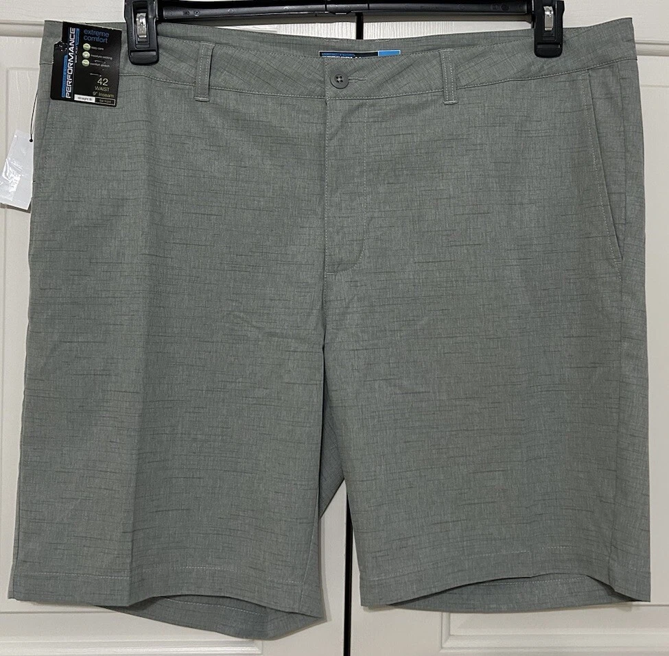 NWT Roundtree & Yorke Performance size 42 grey straight fit golf shorts mens