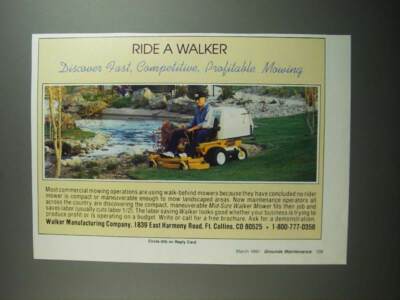 1991 Mid-Size Walker Mower Ad - Ride a Walker Discover fast, competitive