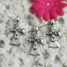 Free Ship 50 Pcs Antique Silver Cross Charms Pendant 26X18MM H-1444