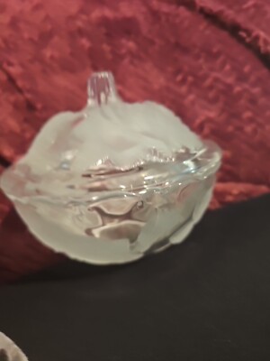 Vintage Studio Nova Beautiful Crystal Candy Dish with Embossed Frosted Lid