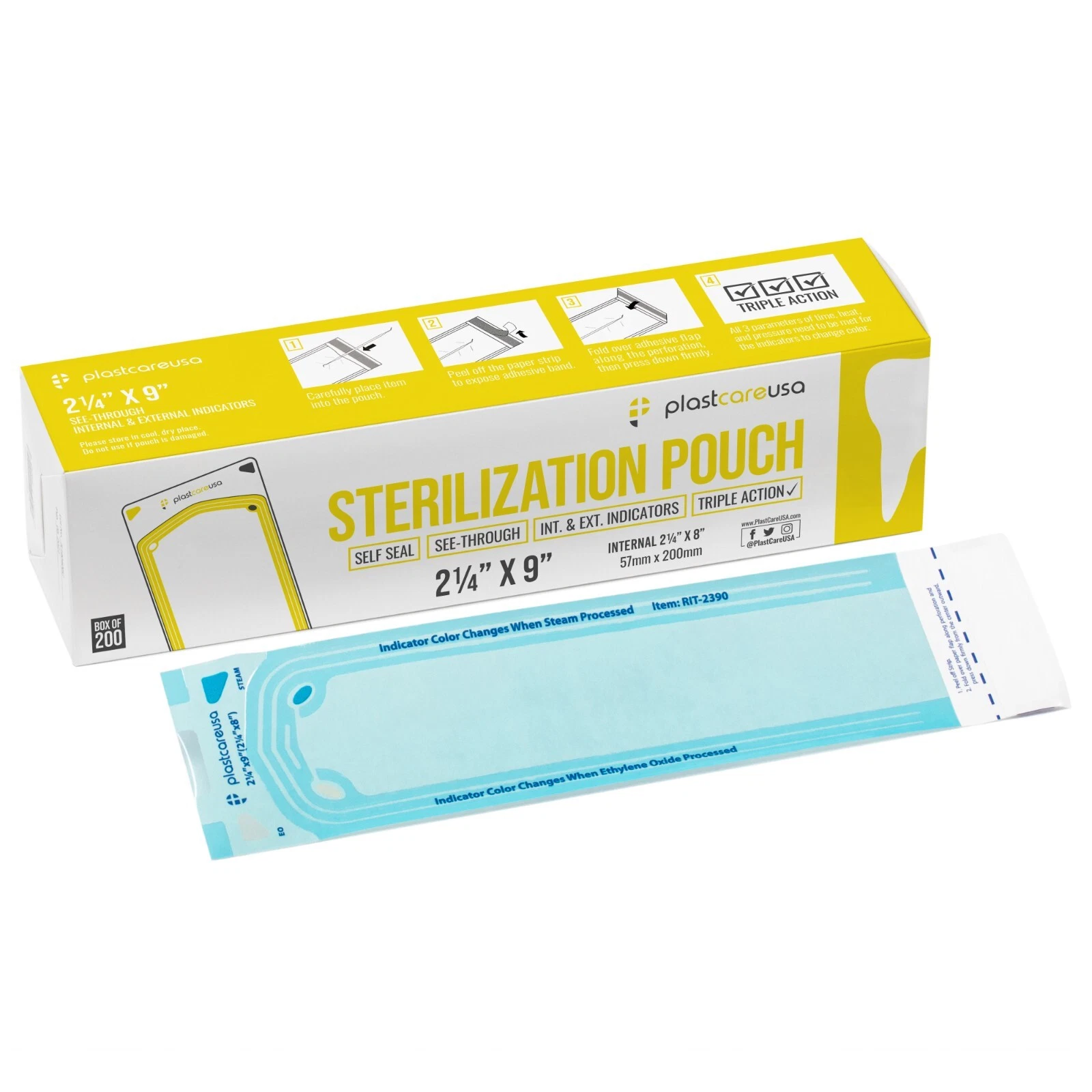 1000 2.25" x 9" Dental Sterilization Pouches Sterilizer Autoclave Bags - product detail image 1
