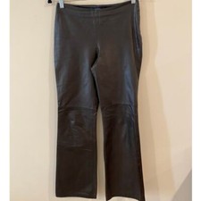 Ann Taylor 100% Leather Pull On Cropped Flare...
