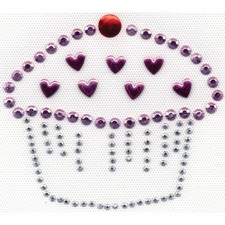 Dritz Iron-On Applique Rhinestuds Cup Cake Cupcake Hearts, NEW
