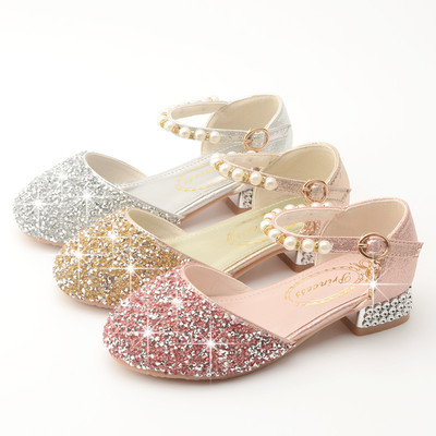 Kinder Mädchen Niedriger Absatz Perlen Hochzeit Student Party Prinzessin Schuhe