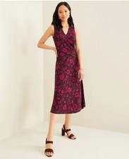 New Ann Taylor Purple Floral V-neck Sleeveless Twist Front Drape Midi Dress 2