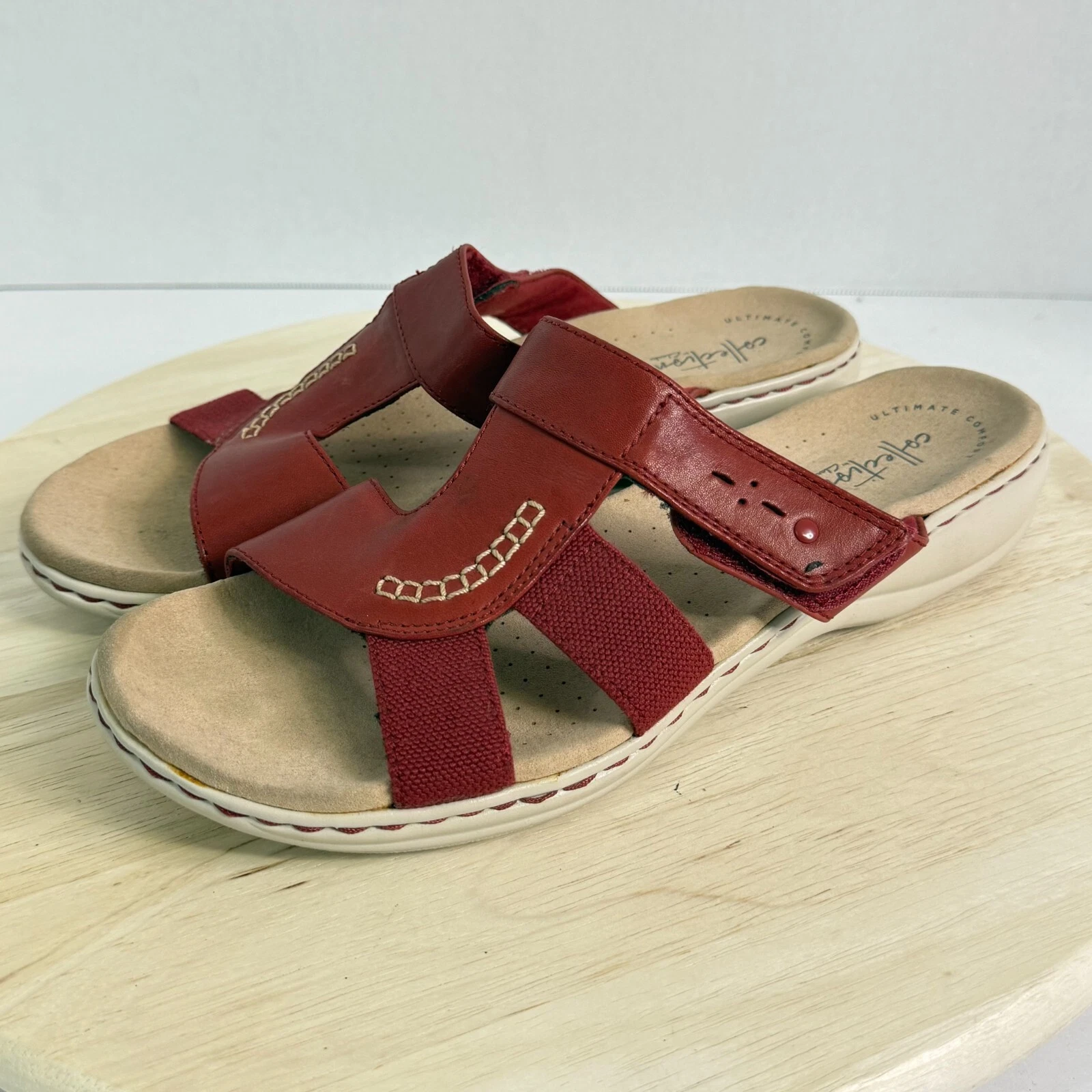 Clarks Collection Sandali Donna Leisa Joy Rosso Ecopelle US Scarpa Taglia 10M