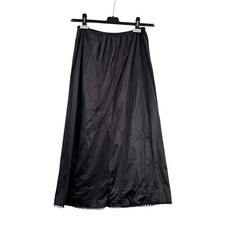 Wondermaid Medium Black Lace Hem Long Nylon Half Slip Slitted