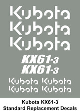 Kubota Digger KX61-3 / Plant set of vinyl sticker decals - UK Seller