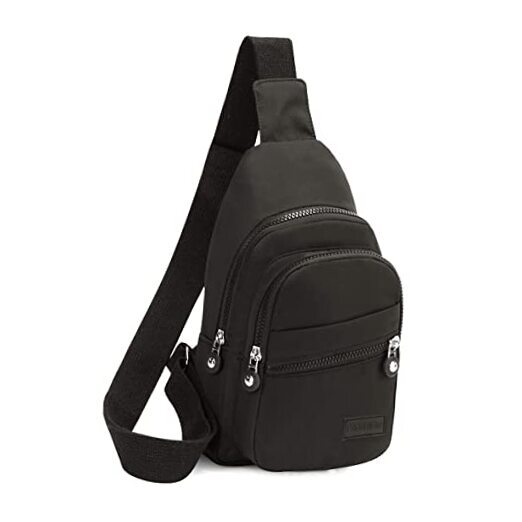 Compact Unisex Sling Backpack - Black Crossbody Chest Daypack