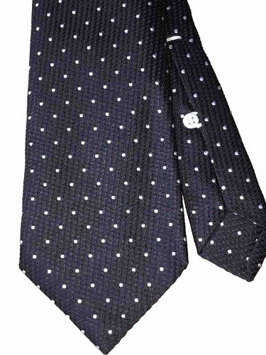 $555 NWT Turnbull Asser Black w/white Spots 3.75” 7 Fold Silk Tie - Picture 2 of 8