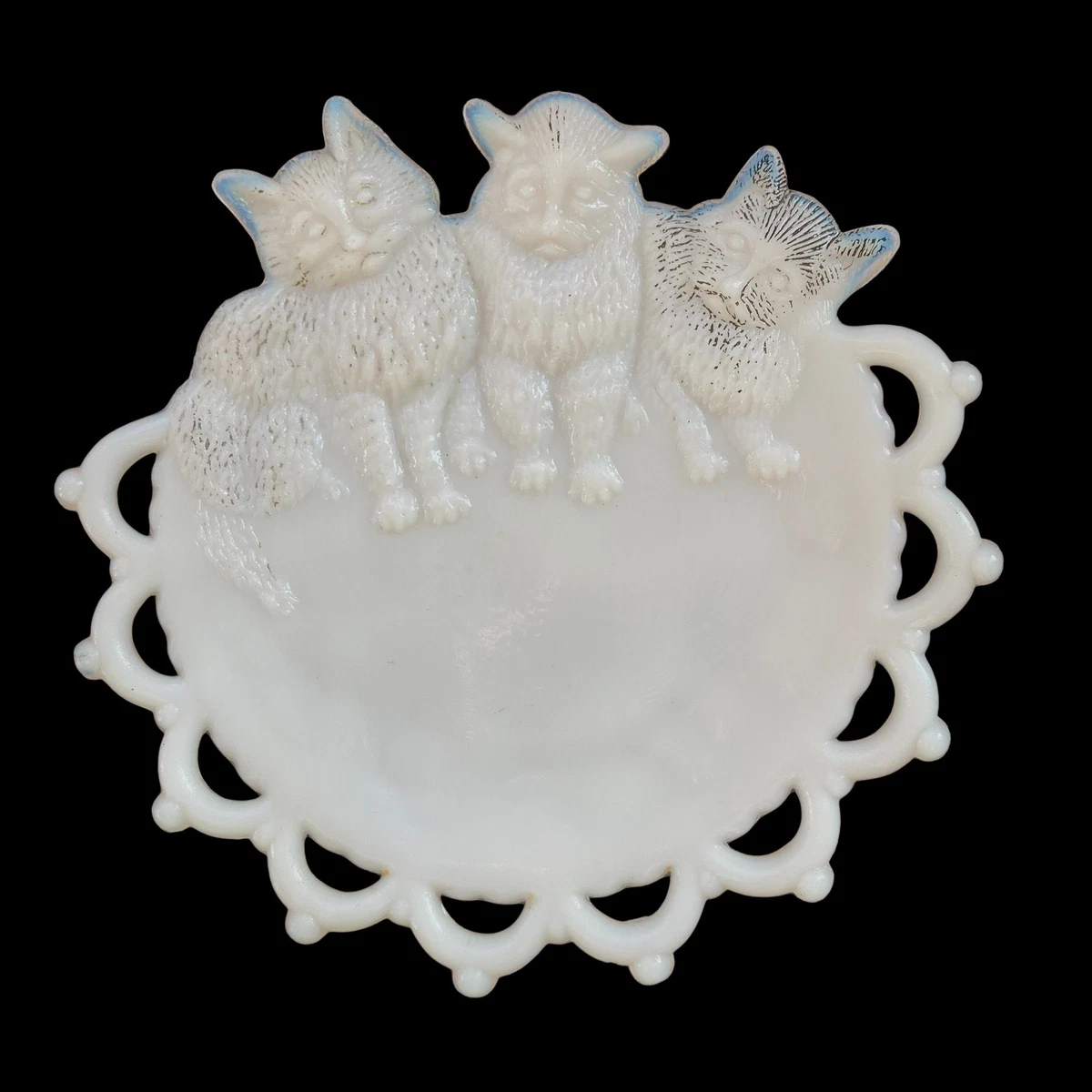 milk glass cat plate products for sale | eBay