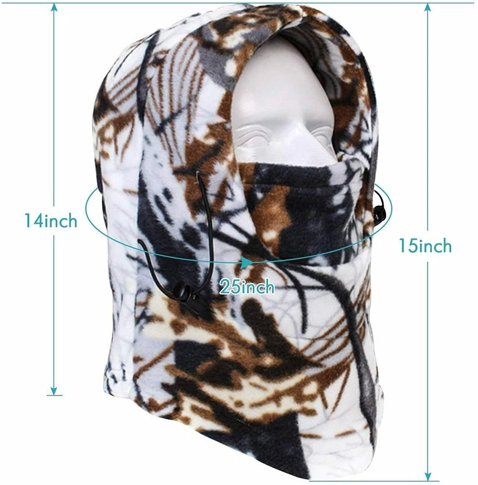 Winter Fleece Balaclava Hood Hat Neck Warmer Full Face Mask Ski Beanie Cap - Image 4 of 4