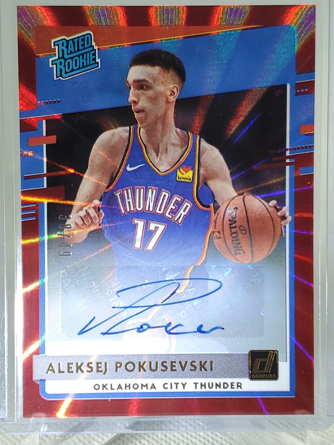 2020-21 Donruss ALEKSEJ POKUSEVSKI #209 Rated Rookie Red Laser Auto #'d 38/49