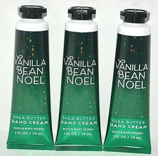 3 BATH BODY WORKS VANILLA BEAN NOEL SHEA BUTTER HAND CREAM LOTION TRAVEL SIZE
