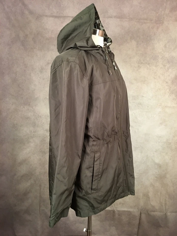 D.E.T.A.I.L.S. Women’s Gray / Leopard Print Reversible Windbreaker Jacket Sz XL - Image 2 of 4