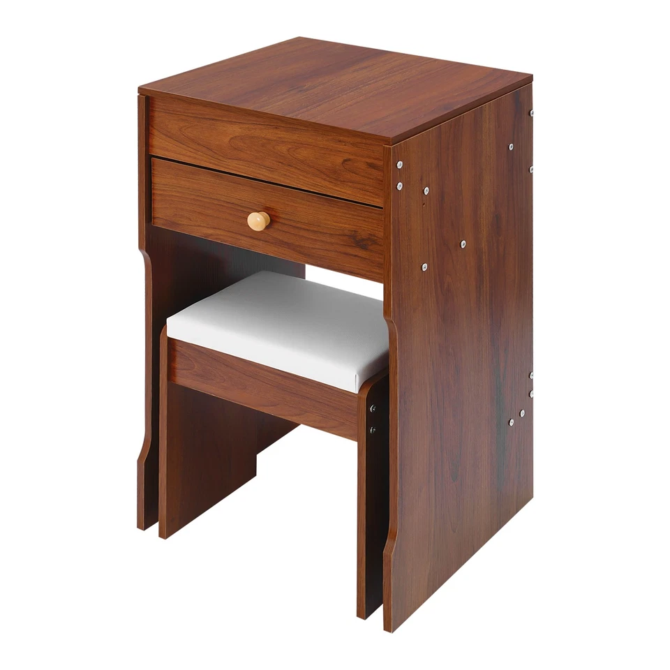 Туалетный столик с зеркалом, компактный туалетный столик для макияжа с отсеками для хранения черный - Изображение 4 из 4