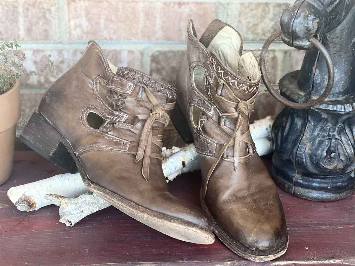 FREEBIRD Dallas Brown Distressed Leather Moto Western Harness Biker Boots Classic Frye harness biker boots with eagle stitching  main image 3