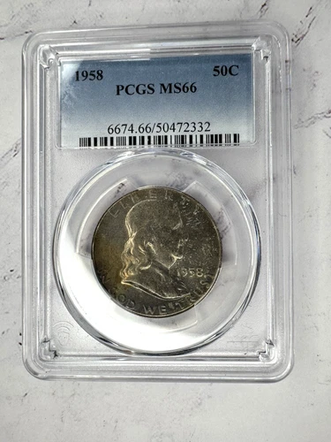 1958 Franklin Half Dollar PCGS MS66 toned