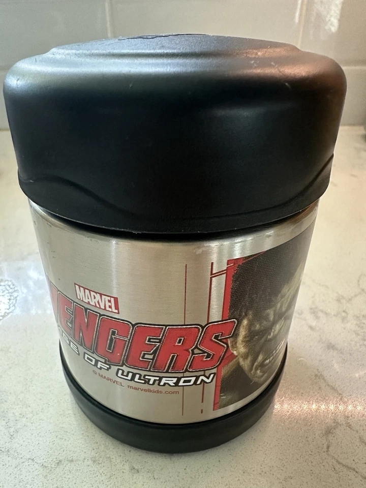 Termo Marvel Funtainer tarro de comida para sopa recipiente de 10 oz tapa negra fría caliente Foto 2 de 4