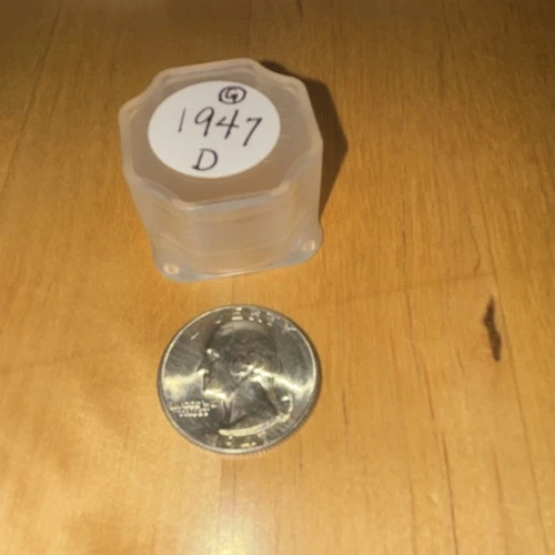 Stunning Uncirculated 1947 D Washington Quarter 25C Silver 40 coin roll, toning